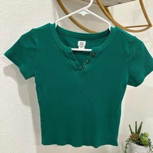 BDG Cropped Henley Tee. Size small.